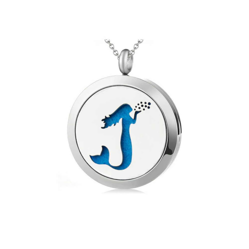 Aromatherapy Essential Oil Diffuser Necklace Mermaid Stainless Steel